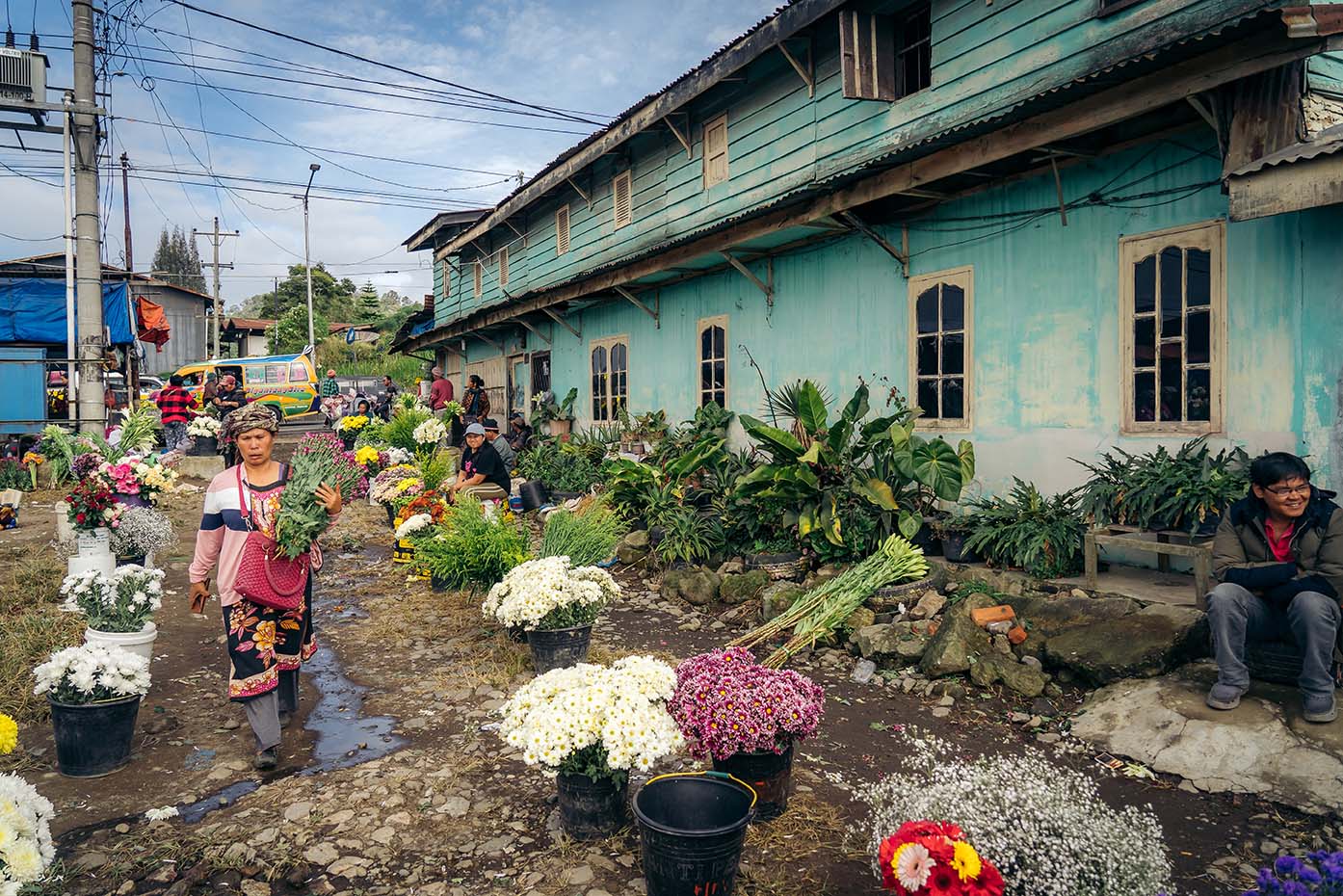 Bloemenmarkt Berastagi Sumatra 