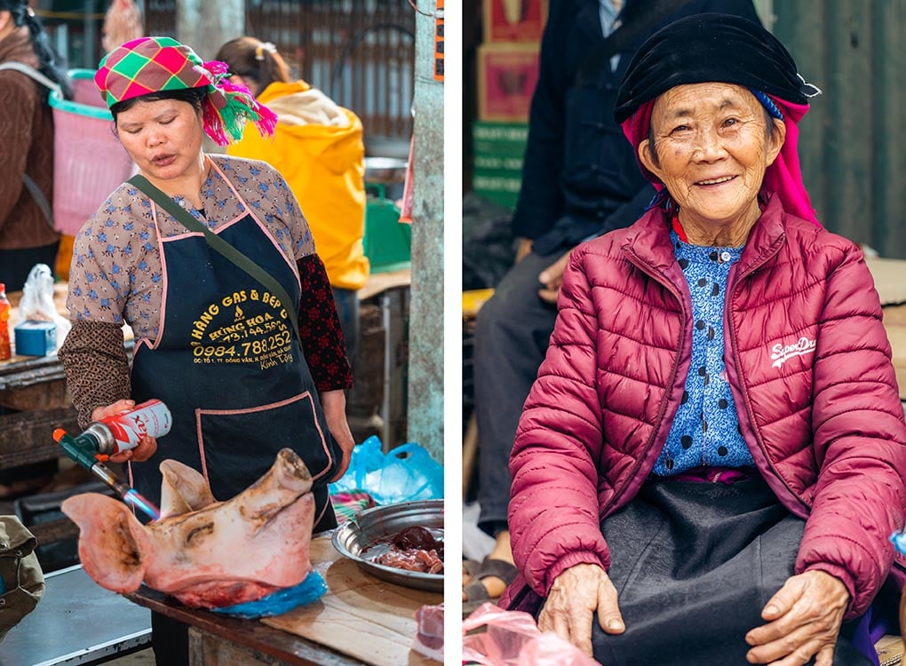 vrouwen op markt in Ding Van Vietnam