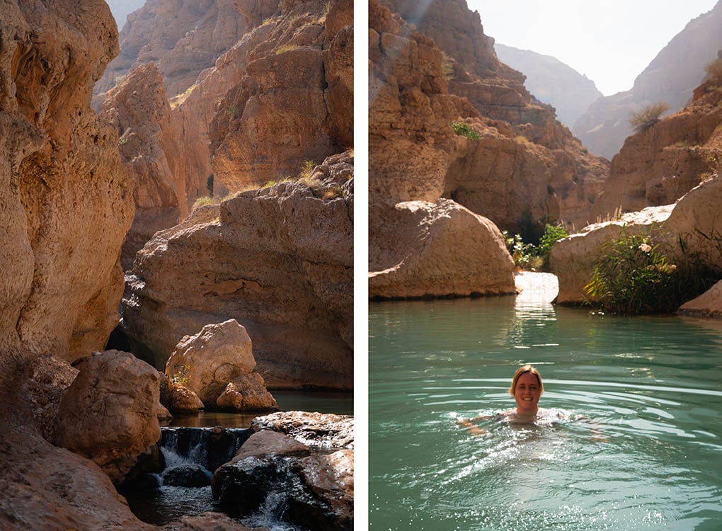 zwemmen in Wadi Shab