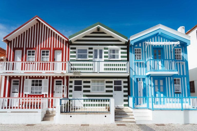 gestreepte strandhuisjes Aveiro Portugal