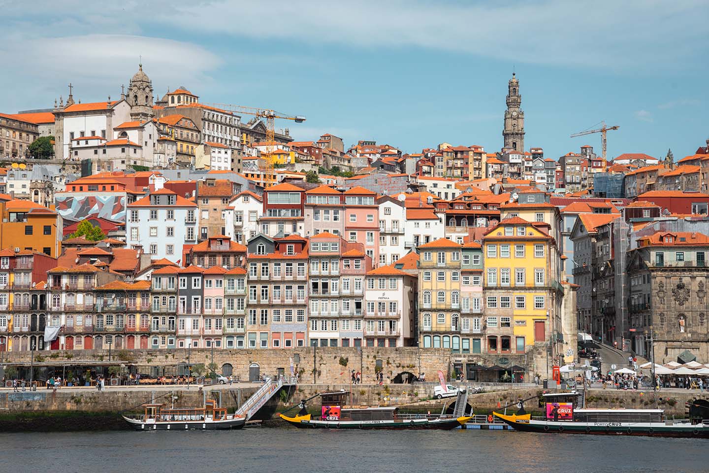 Uitzicht op de huizen van Ribeira in Porto