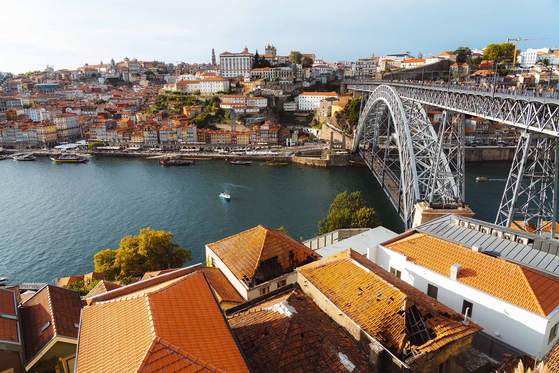 uitzicht over Dom Luis I brug in Porto